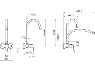 Vodovodní baterie – Novaservis Dřezová baterie Ferro 100 mm, stříbrnošedá/chrom, nástěnná, 94484,0S