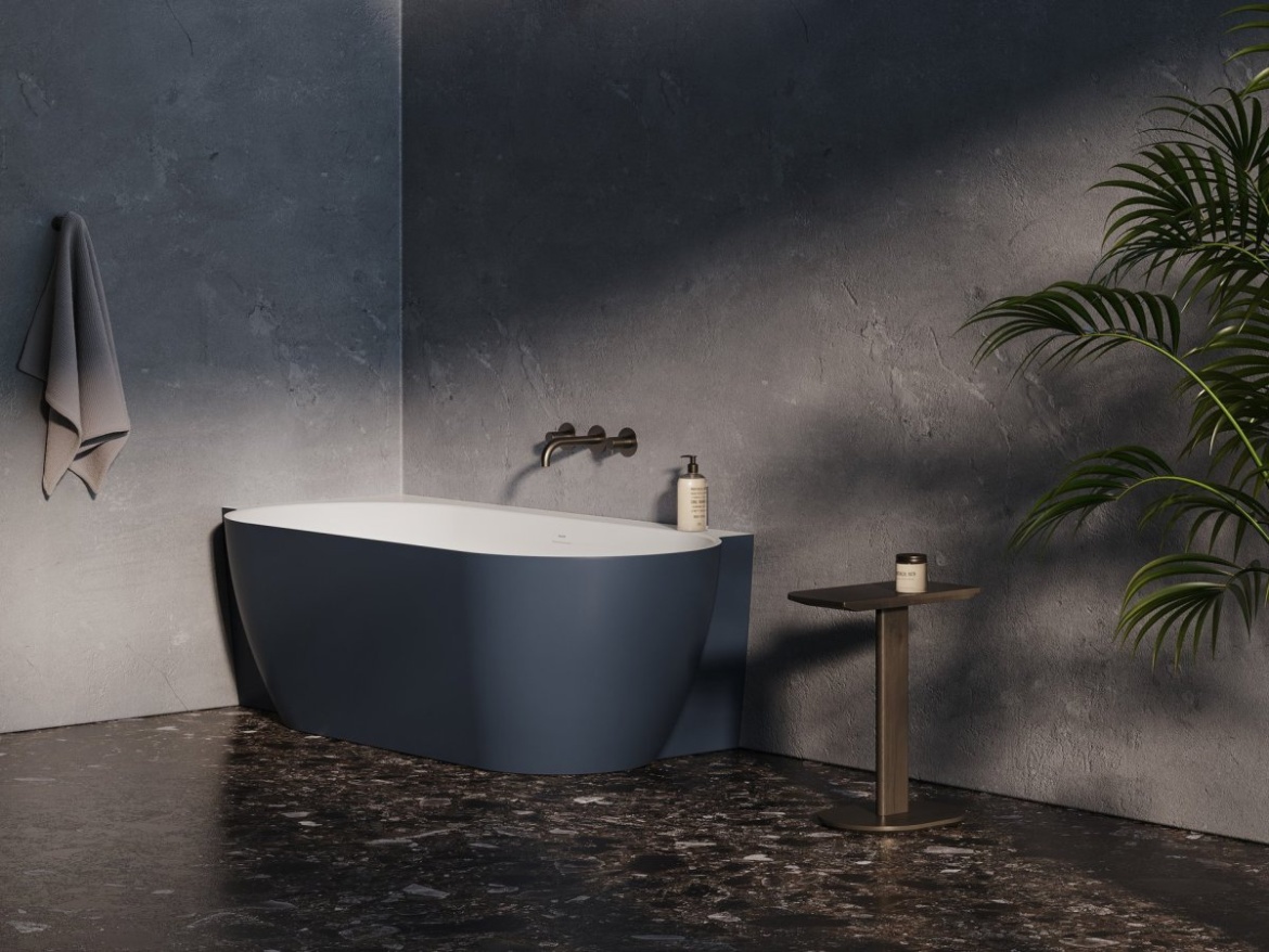 Ravak Vana Freedom Corner II Tec 175x86 P, volně stojící, Grey Green/bílá, krytka odtoku bílá/černá/chrom