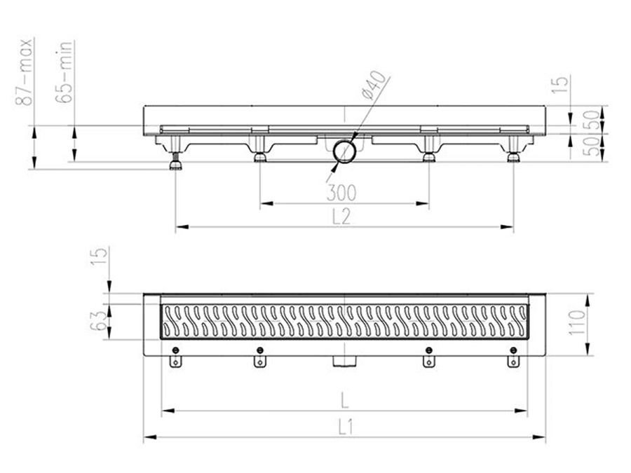Žlab Chuděj LZB/N 40 (ke stěně)