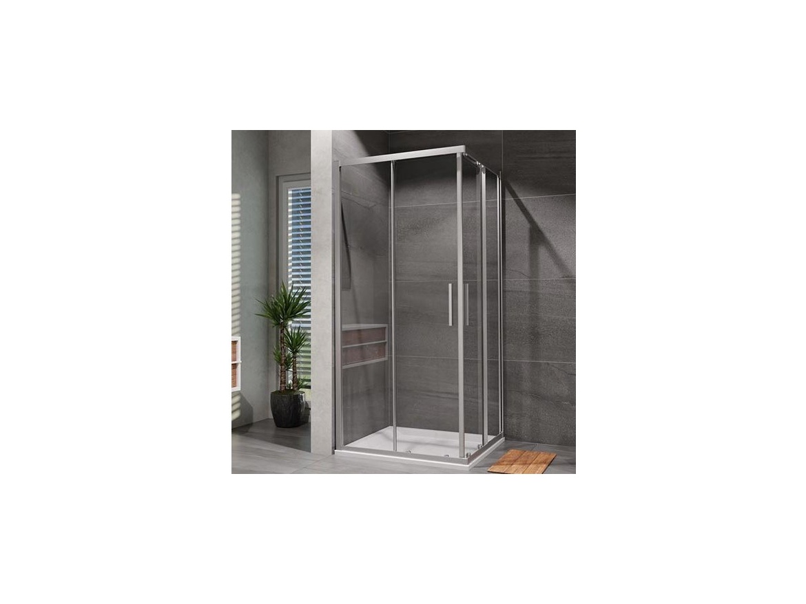 Lansanit Set sprchového koutu Vati 90 x 90 cm s vaničkou, sklo čiré, profil aluchrom, čtverec,  LAN50002