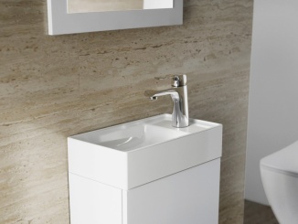 Sanitární keramika –  Ravak Umývátko Veda Slim 40, s otvorem pro baterii, bez přepadu, černá matná