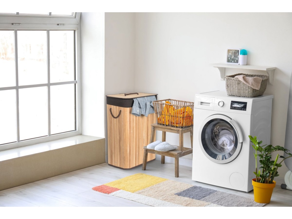 G21 Koš na prádlo  72 l, bambusový s hnědým košem