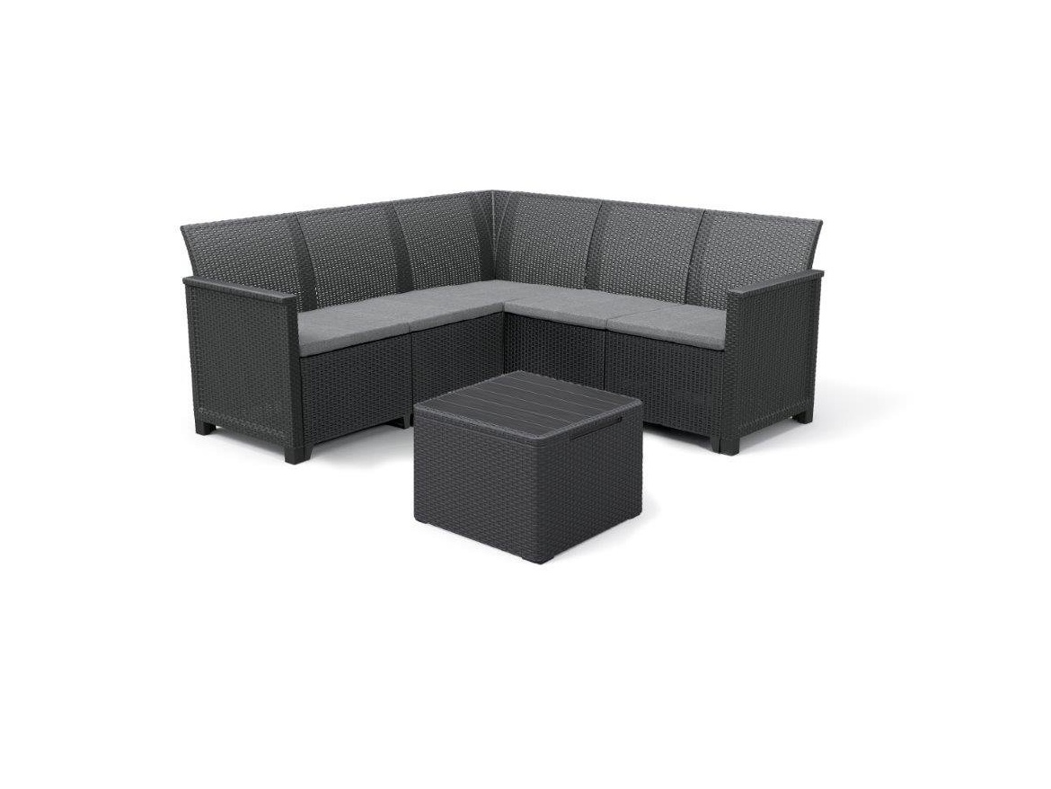 Keter Zahradní nábytek  Elodie 5místný set s úložným stolem grafitový