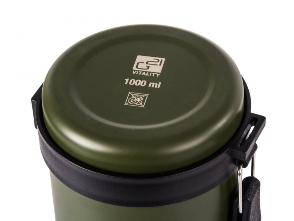 G21 Termoláhev  na pití, 1000 ml, khaki zelená s rukojetí