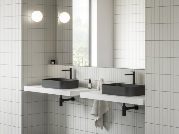 Ravak Umyvadlo Ceramic Slim R 55, bez otvoru pro baterii, bez přepadu, antracit