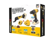 Súprava aku vŕtačky a oscilačné brúsky Powerplus POWXBBOX10