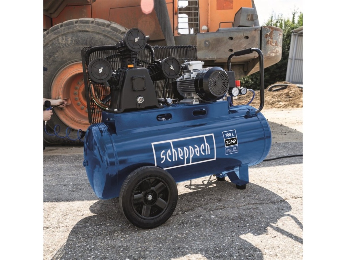 Olejový trojvalcový remeňový kompresor 100 l Scheppach HC 550 TC