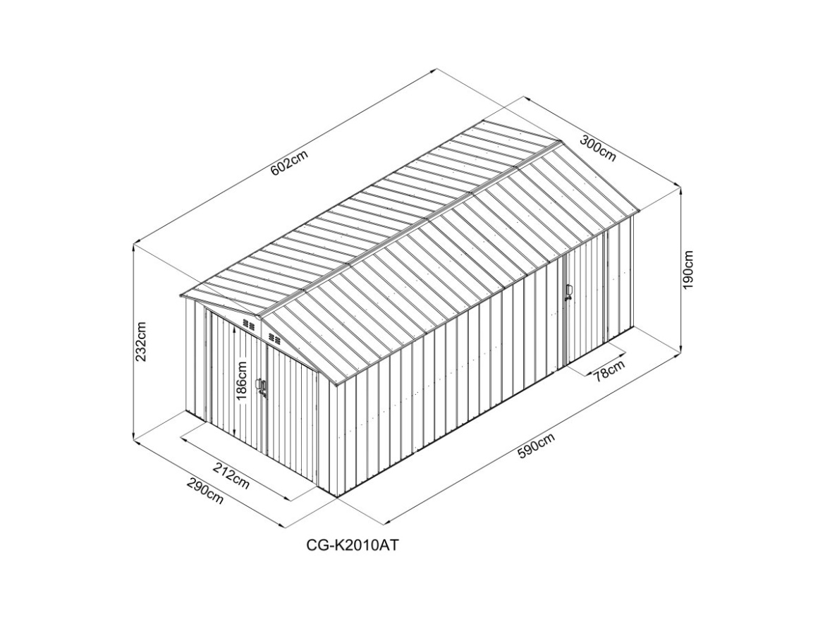 Kovová garáž 3 x 6 m se sedlovou střechou Antracit Riwall PRO RMCG 20x10 Anthracite