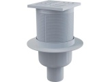Alcadrain Podlahová vpusť 105 x 105, mřížka šedá, spodní odtok d 50 mm,  APV6111