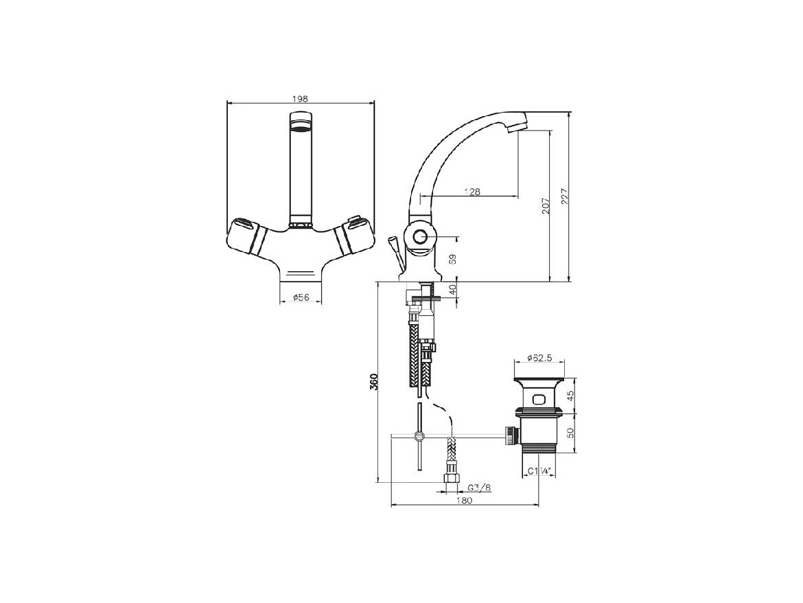 Novaservis Umyvadlová baterie Aquamat, chrom, stojánková, bez výpusti,  2601,0