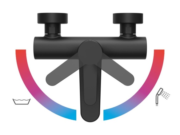 Ravak PU 022.20BL Vanová nástěnná baterie bez sprchového setu, černá