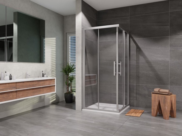 Lansanit Sprchový kout Monte 90 x 90 cm, sklo čiré, profil aluchrom, čtverec,  CF99-190-C