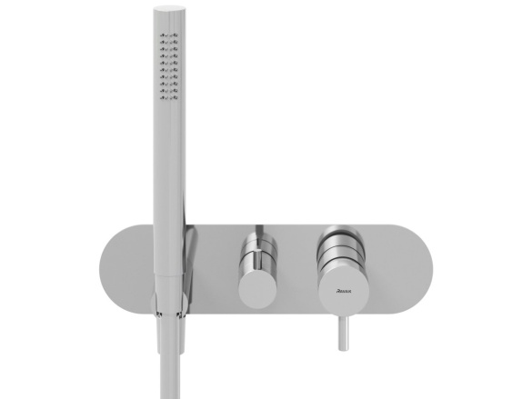 Ravak ES 065.20GB.O2.RB07D.+S Podomítková baterie 2-cestná bez tělesa, se sprchovým setem, Graphite Brushed