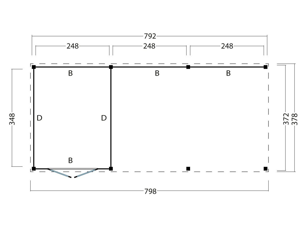 Wood flachdach Kiruna, typ 2 ( Wood wanden)