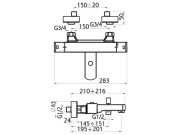 Novaservis Vanová baterie Aquasave 150 mm, chrom, nástěnná, termostatická, bez příslušenství,  2820/1,0
