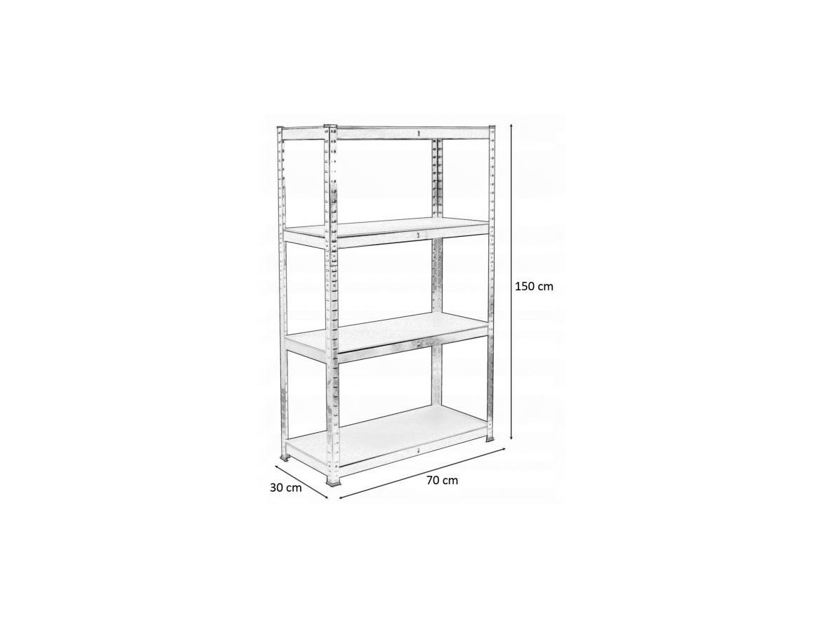 Garden Line Kovový úložný regál GardenLine - 4 police 150 x 70 x 30 cm max 150 kg na polici
