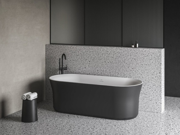 Ravak Vana Ypsilon 180x80, volně stojící, černá/bílá, krytka odtoku černá/bílá/chrom