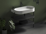 Ravak Umyvadlo Yard 80, s otvorem pro baterii, bez přepadu, Grey Green