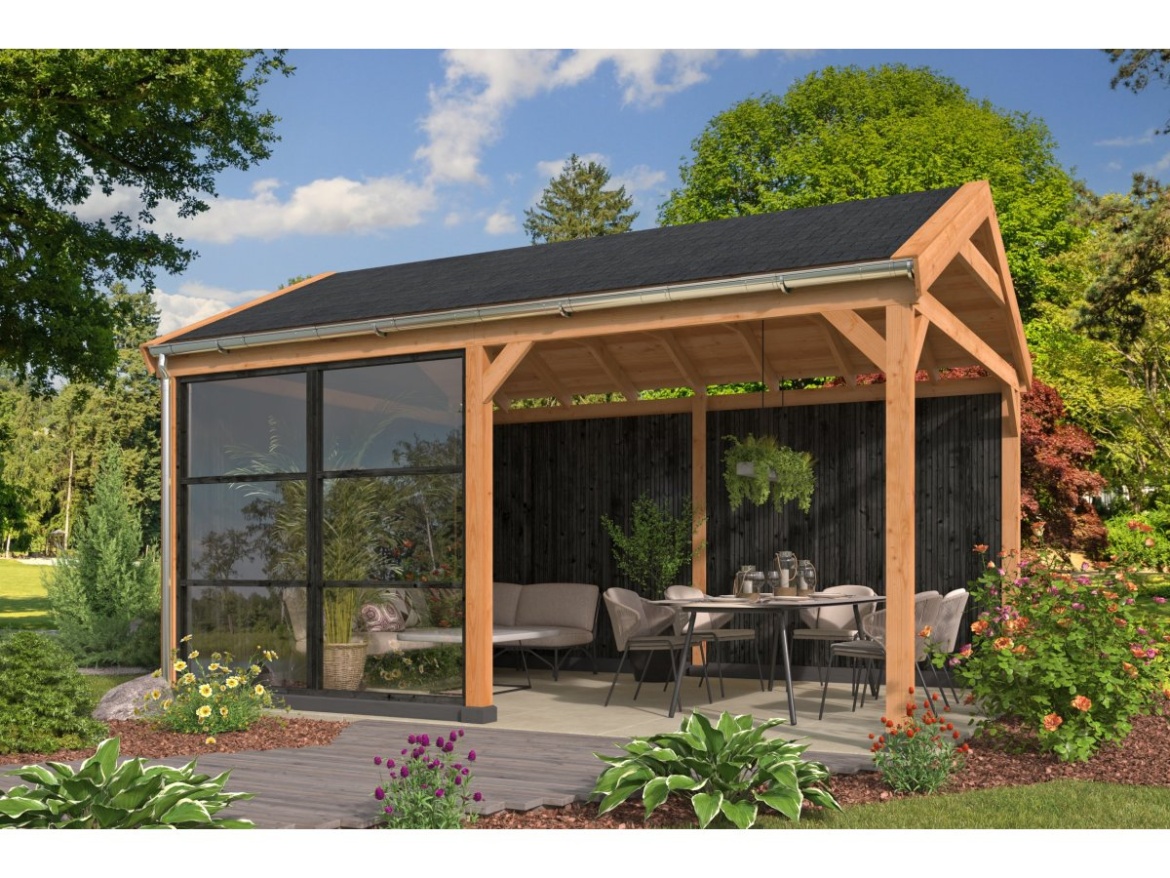 Wood satteldach Göteborg, typ 1 (schwarz gesprühte Wände)