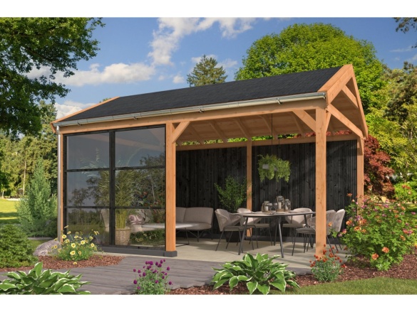 Wood satteldach Göteborg, typ 1 (schwarz gesprühte Wände)