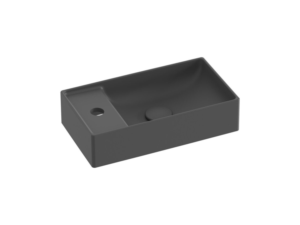 Ravak Umývátko Veda Slim 40, s otvorem pro baterii, bez přepadu, antracit