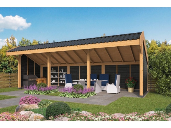 Tuindeco Boekelo DIY Open-sided Barn black impregnated