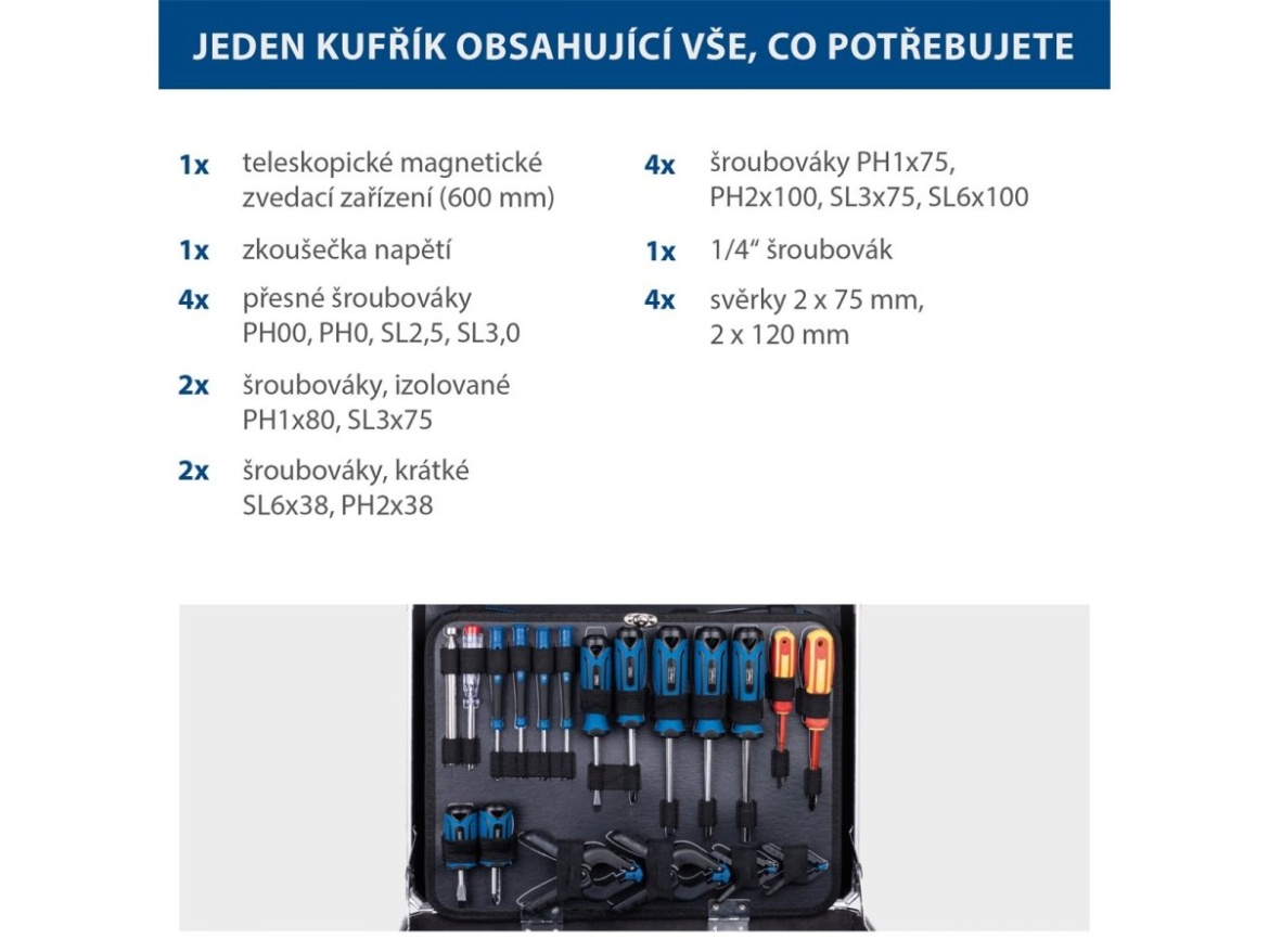 Hliníkový kufr s nářadím, 141 dílů Scheppach TB 200