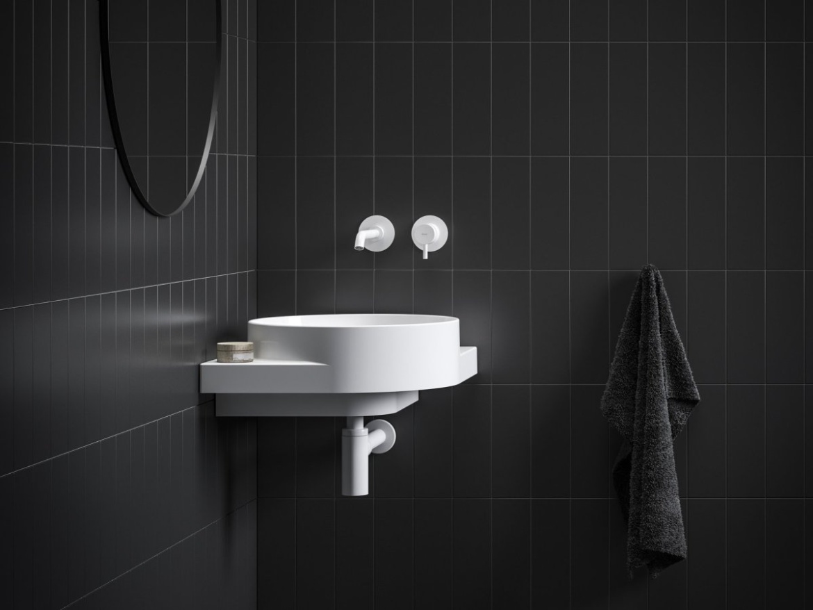 Ravak Umyvadlo Yard 45 C, bez otvoru pro baterii, bez přepadu, černá matná