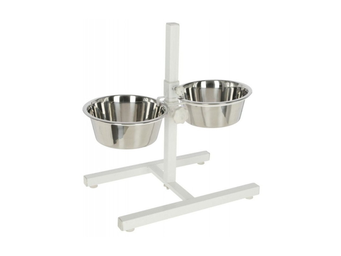 Scobax Stojan + 2 misky z nerezu, 2x2800 ml, bílá