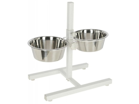 Scobax Stojan + 2 misky z nerezu, 2x2800 ml, bílá