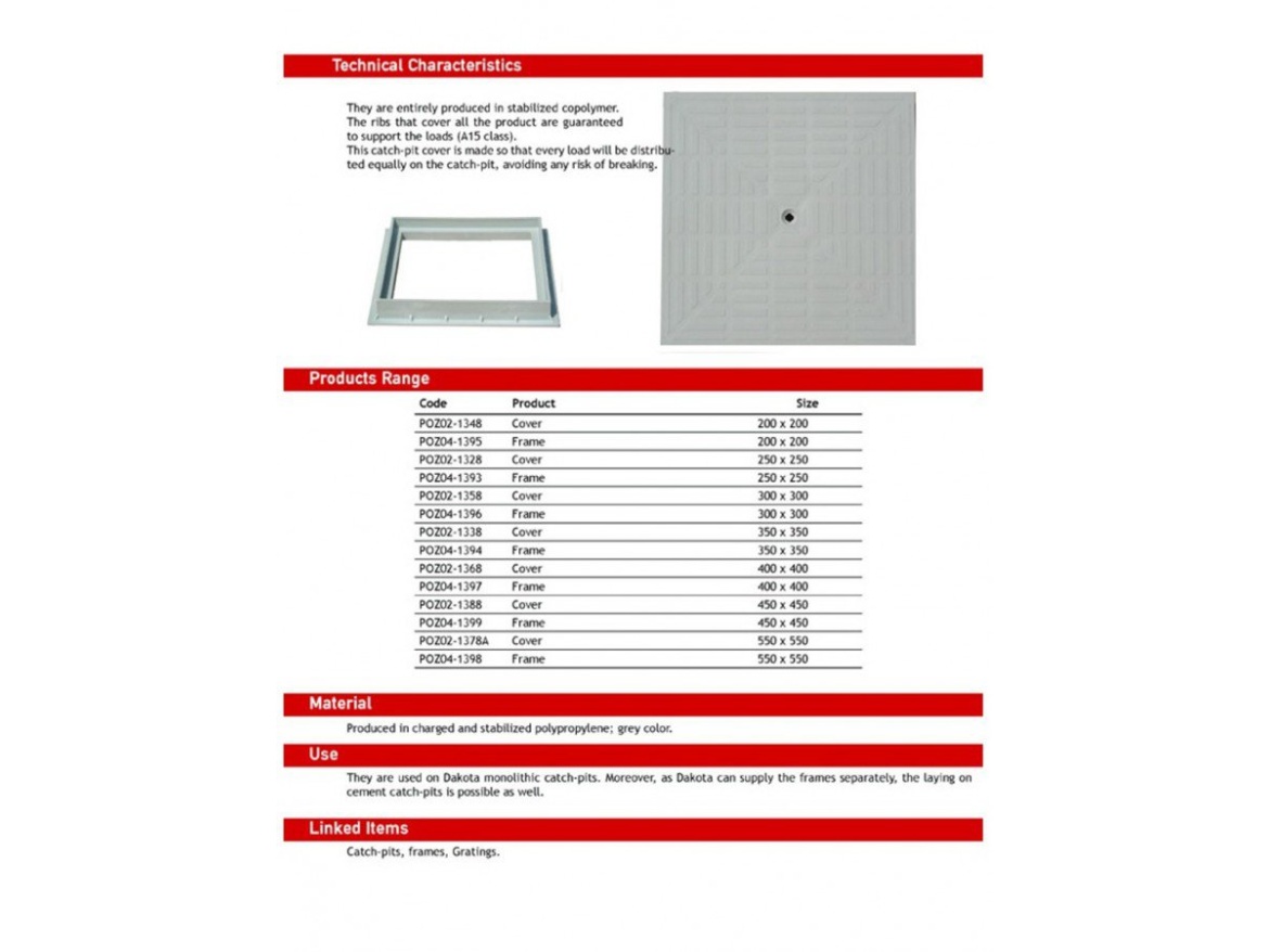 Poklop na revíznu šachtu Dakota pre revízne šachtu
