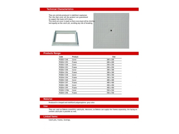 Poklop na revíznu šachtu Dakota pre revízne šachtu