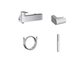 Csaptelepek –  Ravak CR II 032.20BL.+S Sprchová nástěnná baterie se sprchovým setem, černá