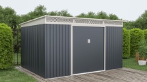 Plechový záhradný domček G21 GRAH 915 - 340 x 269 cm, antracitový