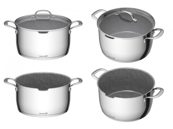 G21 Hrnec  Gourmet Miracle s cedníkem 28 cm s poklicí nerez/greblon