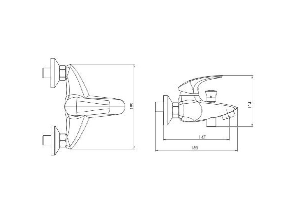 Novaservis Vanová baterie Metalia Eco+ 150 mm, chrom, nástěnná, s příslušenstvím,  57020,0E