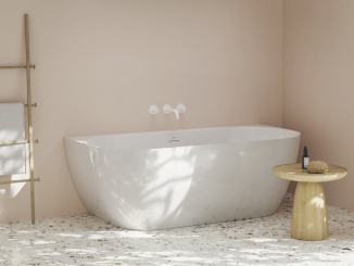 Koupelna a WC –  Ravak Vana Freedom Wall Tec 170x87, volně stojící, Alabaster Pink/bílá, krytka odtoku bílá/černá/chrom