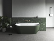 Ravak Vana Freedom Wall Tec 170x87 cm, volně stojící, Grey Green/bílá, krytka odtoku bílá/černá/chrom