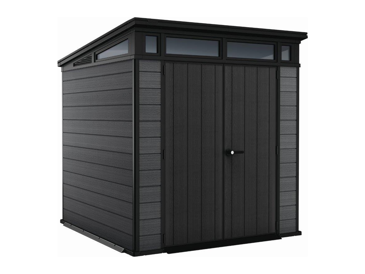 Plastový záhradný domček Keter Cortina 7x7 grafitový, s podlahou