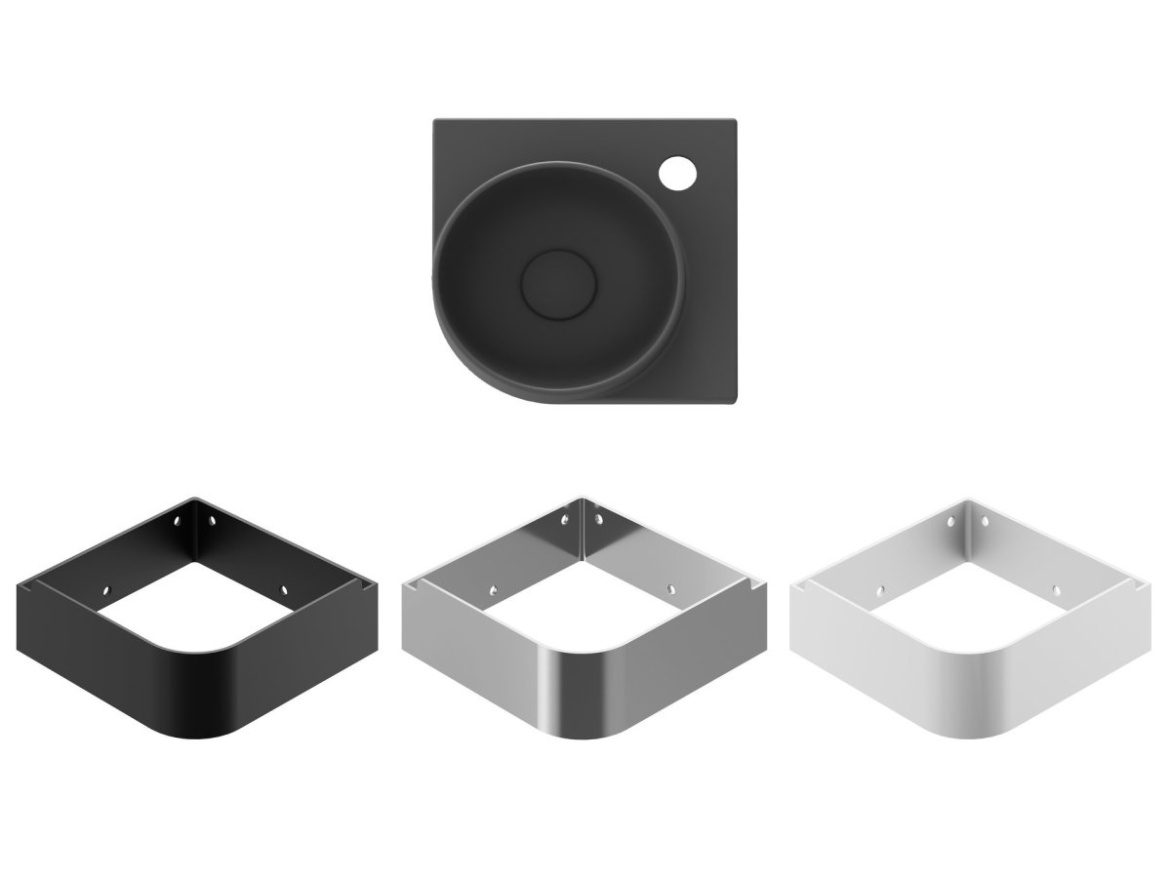 Ravak Umývadlo Yard 28 C, s otvorom pre batériu, bez prepadu, čierna matná