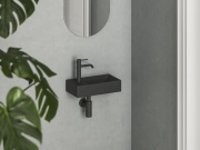 Ravak Umývátko Veda Wall 40 L, s otvorem pro baterii, bez přepadu, černá matná