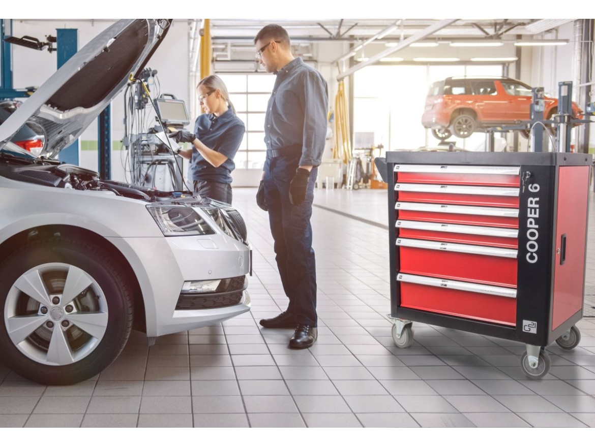 G21 Dílenský vozík  Cooper 6, černo-červený