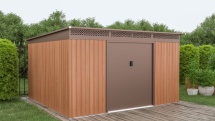 Plechový zahradní domek G21 GRAH 1132 - 340 x 333 cm, hnědý