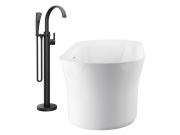 Ravak FM 080.20BLM.RB07A Vaňová batéria do podlahy pre R-box, so sprchovým setom, čierna matná