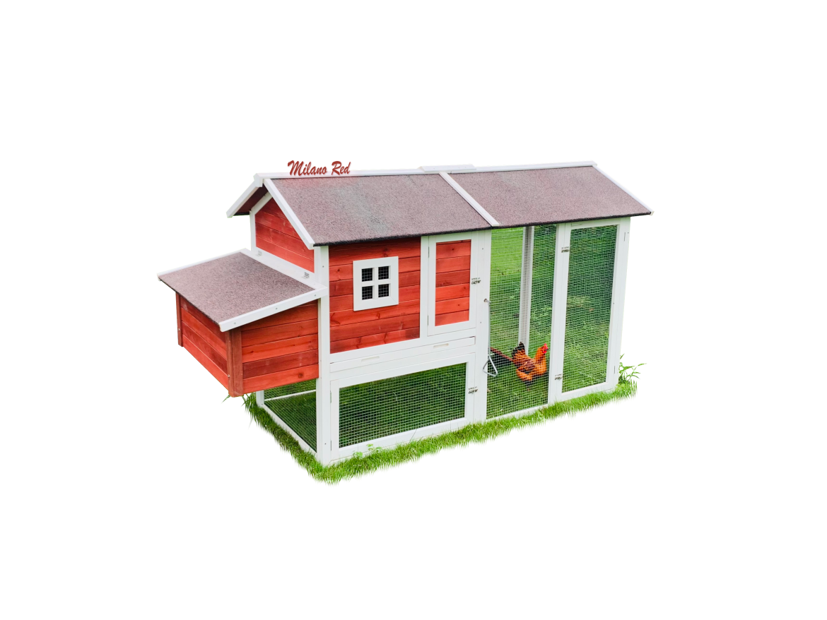Kurník Scobax Dřevěný kurník MILÁNO RED MAXI, 2200x740x1200 mm