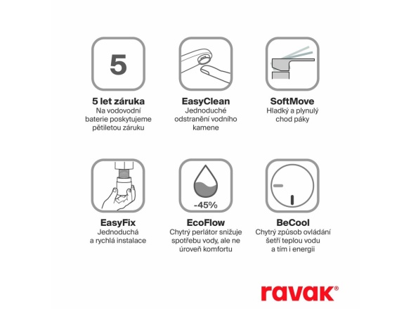 Ravak ES 014.21GB Umývadlová batéria BeCool 250 mm bez odtokovej armatúry, Graphite Brushed