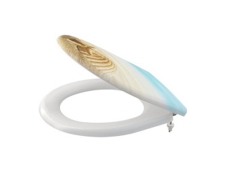 WC, bidety a pisoáre –  Alcadrain WC sedátko s poklopem, Soft-Close, bílé s motivem, Aladrain A604 SHELL