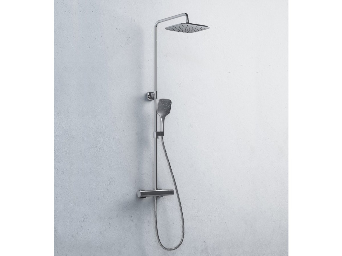 Ravak TD F 091.20BL Sprchový stĺp s termostatickou batériou, posuvný, so sprchovým setom, čierna