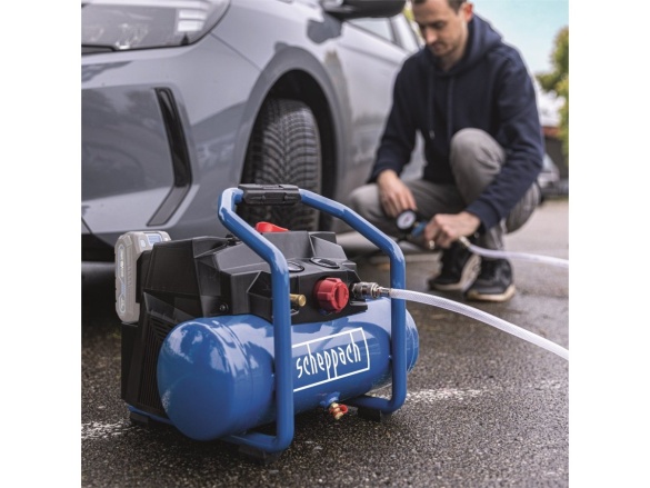 2x 20 V-os IXES akkumulátoros olajmentes kompresszor 6 l (akkumulátor és töltő nélkül) Scheppach C-ACT160/6-X