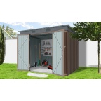 Zahradní domek kovový 2,4 x 1,8 m s pultovou střechou hnědý Riwall PRO RMSP 6x8 Brown